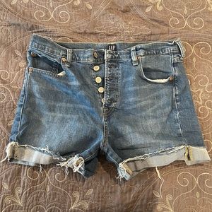 4” button fly high rise GAP denim shorts